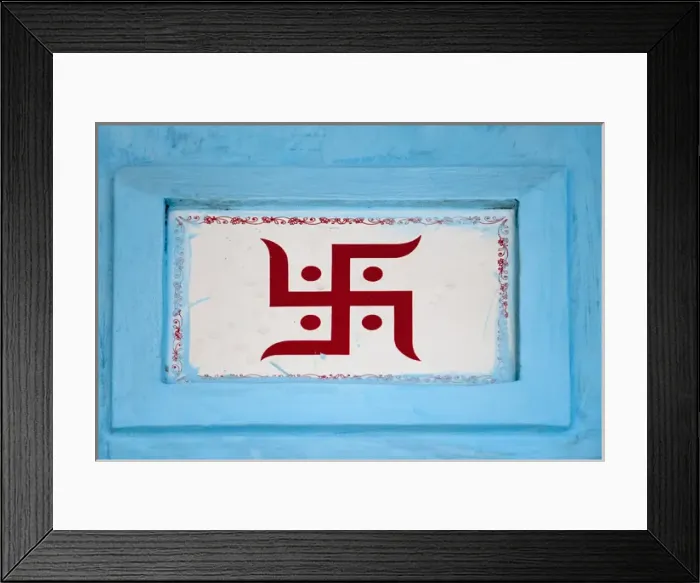 Framed Print : Hindu symbol, Swastika, Varanasi, India Framed Print : Hindu symbol, Swastika, Varanasi, India