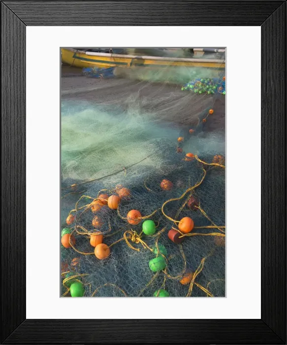 Framed Print : Fishing boat and fishing net on the beach, Goa, India Framed Print : Fishing boat and fishing net on the beach, Goa, India
