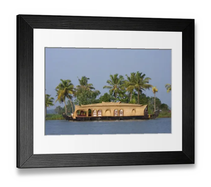 Framed Print : Houseboat on the backwaters of Kerala, India