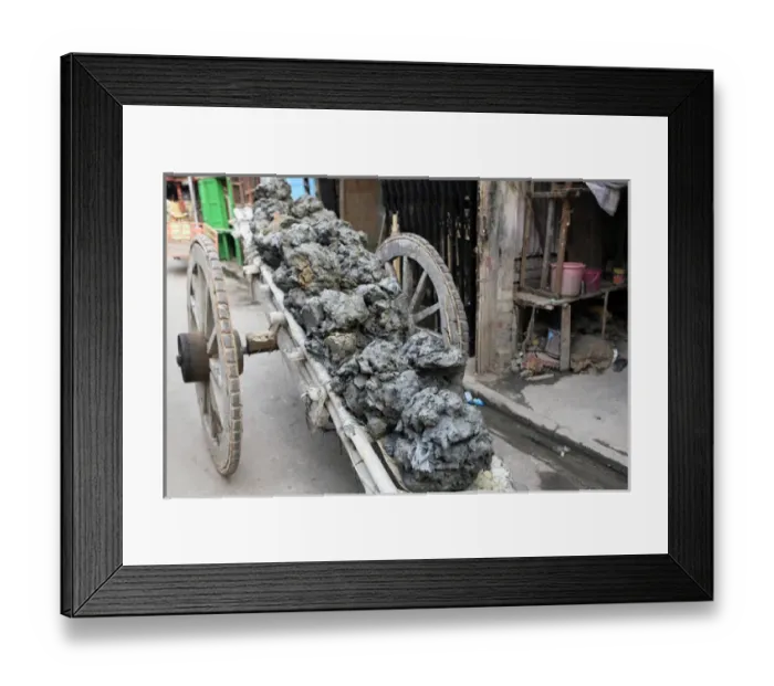 Framed Print : Asia, India, Calcutta. A cart of fresh clay the potters village of Kumartuli