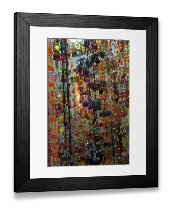 Framed Print : Asia, India, Delhi. Colorful strands of beads hang in market in Old Delhi Framed Print : Asia, India, Delhi. Colorful strands of beads hang in market in Old Delhi