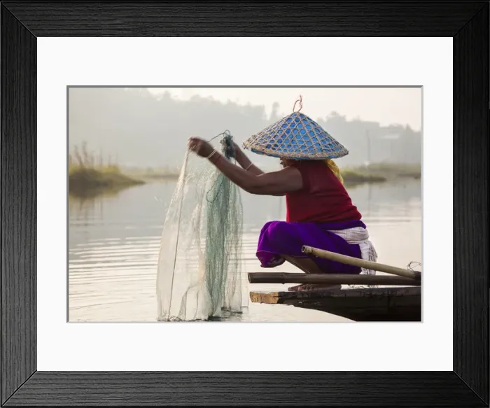 Framed Print : Fishing, Loktak Lake, near Imphal, Manipur, India