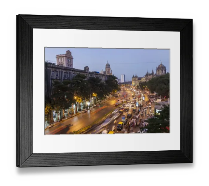Framed Print : Chhatrapati Shivaji Terminus train station (previously named Victoria Terminus) and central Mumbai