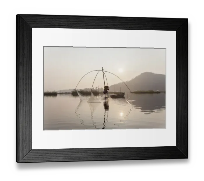 Framed Print : Fishing, Loktak Lake, nr Imphal, Manipur, India