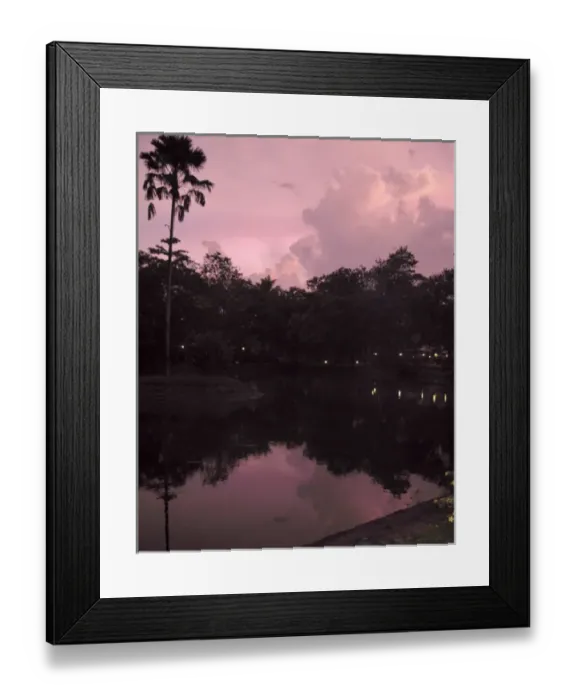 Framed Print : Asia, India, Kerala (Backwaters). Sunset over Kumarakom Lake