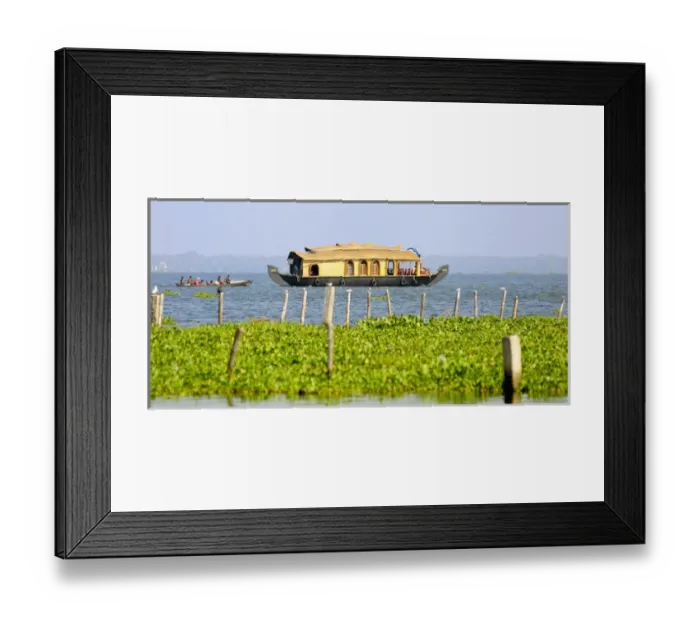 Framed Print : Asia, India, Kerala (Backwaters). A houseboat on Kumarakom Lake Framed Print : Asia, India, Kerala (Backwaters). A houseboat on Kumarakom Lake