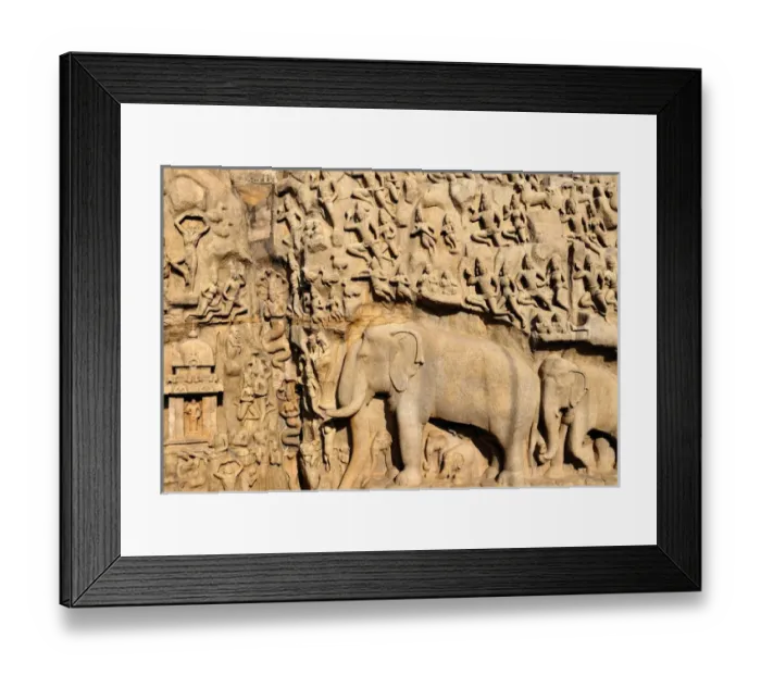Framed Print : Asia, India, Tamil Nadu, Mahabalipuram. The Bhagirathas Penance bas relief Framed Print : Asia, India, Tamil Nadu, Mahabalipuram. The Bhagirathas Penance bas relief