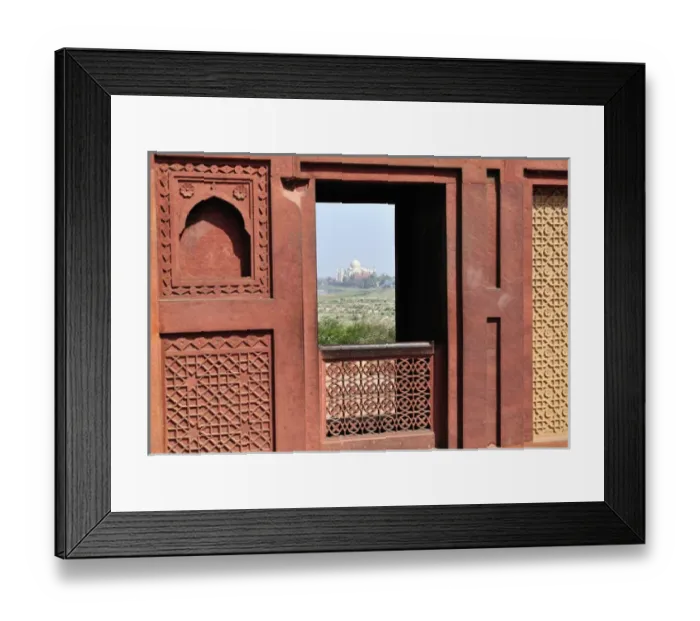 Framed Print : Asia, India, Uttar Pradesh, Agra. A view of the Taj Mahal from inside the Red Fort