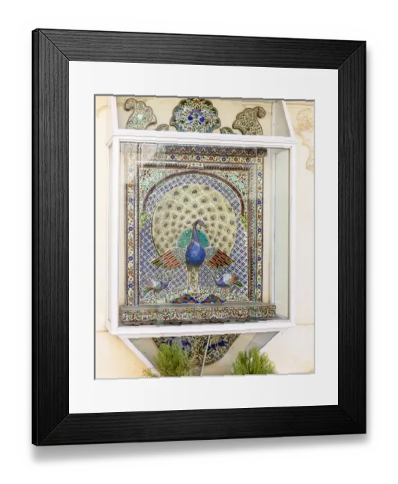 Framed Print : Peacock tile mosaic. City Palace. Shiw Nivas Palace. Udaipur Rajasthan. India Framed Print : Peacock tile mosaic. City Palace. Shiw Nivas Palace. Udaipur Rajasthan. India