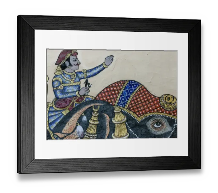 Framed Print : Mural. City Palace. Shiw Nivas Palace. Udaipur Rajasthan. India