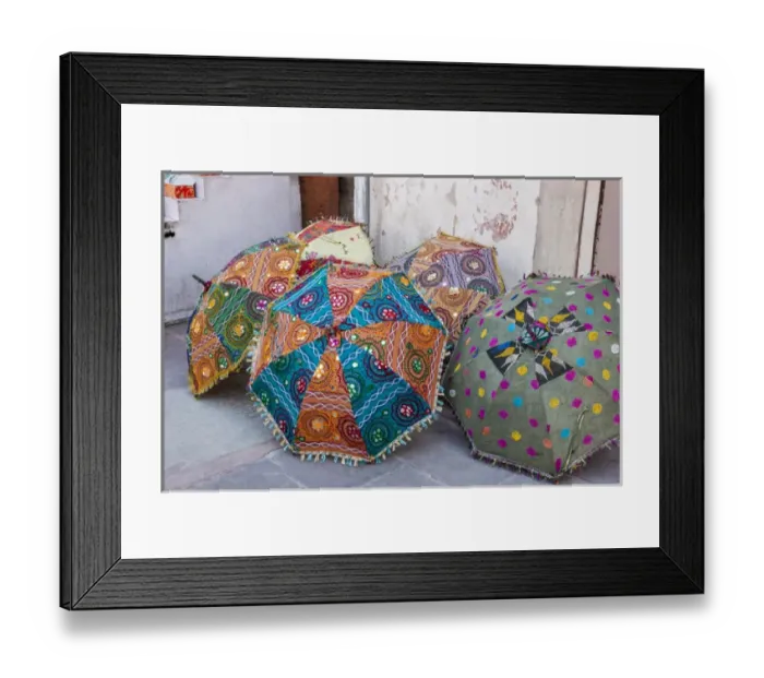 Framed Print : Colorful umbrellas for sale. Pink City. Jaipur. Rajasthan. India Framed Print : Colorful umbrellas for sale. Pink City. Jaipur. Rajasthan. India