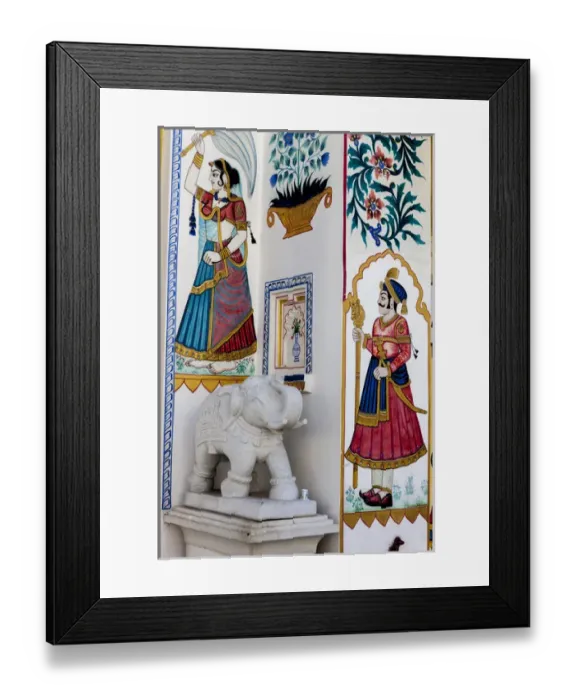 Framed Print : Mural. City Palace. Shiw Nivas Palace. Udaipur Rajasthan. India