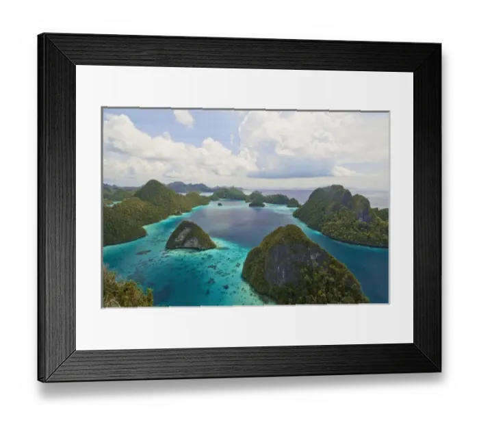 Framed Print : Indonesia, New Guinea Island, Raja Ampat. Scenic of islands covered with vegetation Framed Print : Indonesia, New Guinea Island, Raja Ampat. Scenic of islands covered with vegetation
