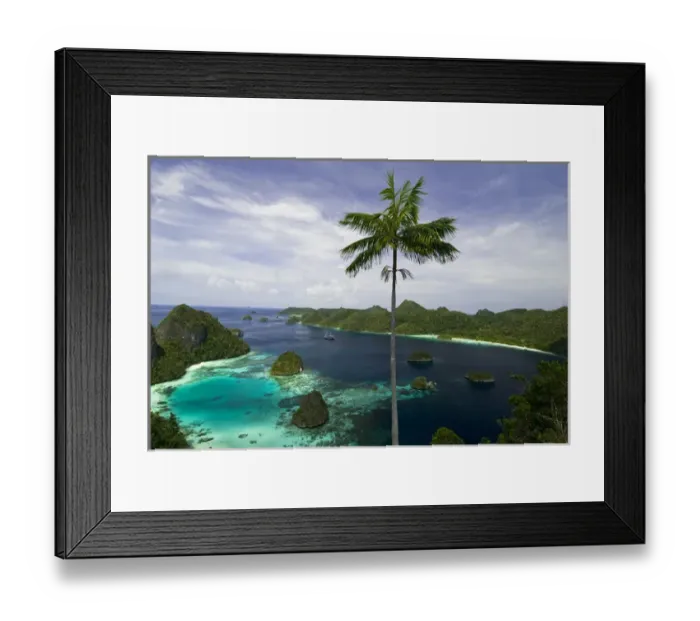 Framed Print : Indonesia, New Guinea Island, Papua, Raja Ampat. Phinisi schooner anchored in scenic harbor Framed Print : Indonesia, New Guinea Island, Papua, Raja Ampat. Phinisi schooner anchored in scenic harbor