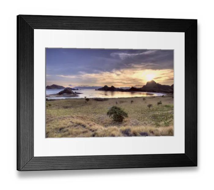 Framed Print : Indonesia, Komodo National Park. Sunset on one of the parks islands. Credit as Framed Print : Indonesia, Komodo National Park. Sunset on one of the parks islands. Credit as