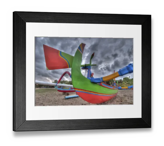 Framed Print : Indonesia, Bali. Outrigger boats, called jukungs, on beach Framed Print : Indonesia, Bali. Outrigger boats, called jukungs, on beach