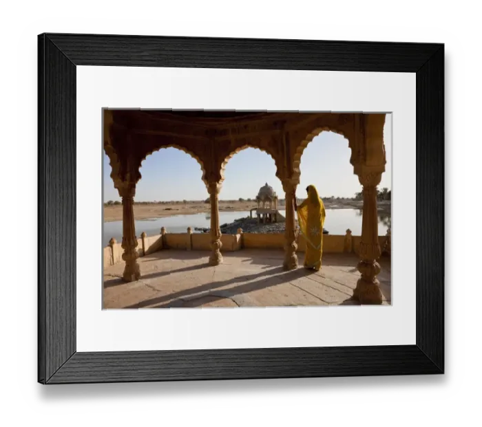 Framed Print : Ghat on Lake Gadisar, Jaisalmer, Rajasthan, India