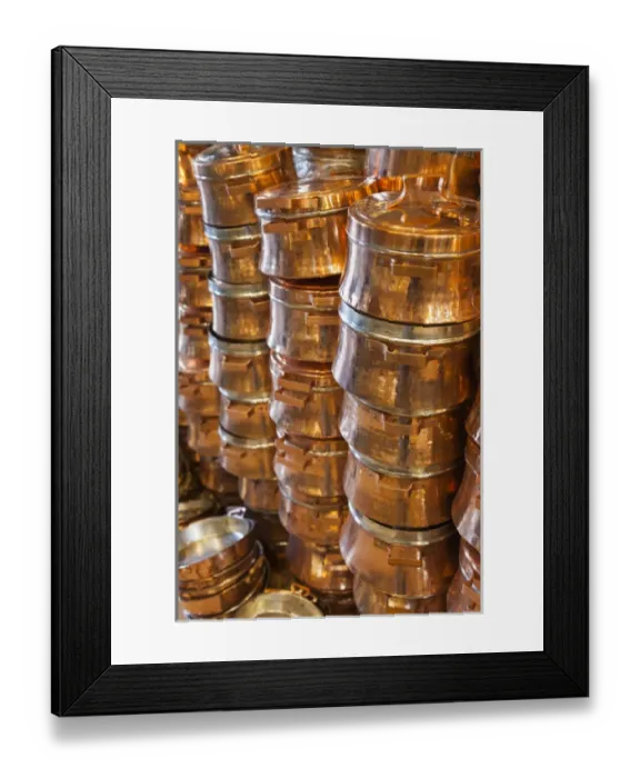 Framed Print : Iran, Southeastern Iran, Kerman, End to End Bazaar, copper pots Framed Print : Iran, Southeastern Iran, Kerman, End to End Bazaar, copper pots