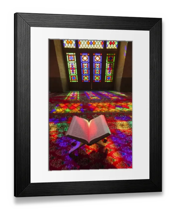 Framed Print : Iran, Central Iran, Shiraz, Nasir-al Molk Mosque, Holy Quran Framed Print : Iran, Central Iran, Shiraz, Nasir-al Molk Mosque, Holy Quran