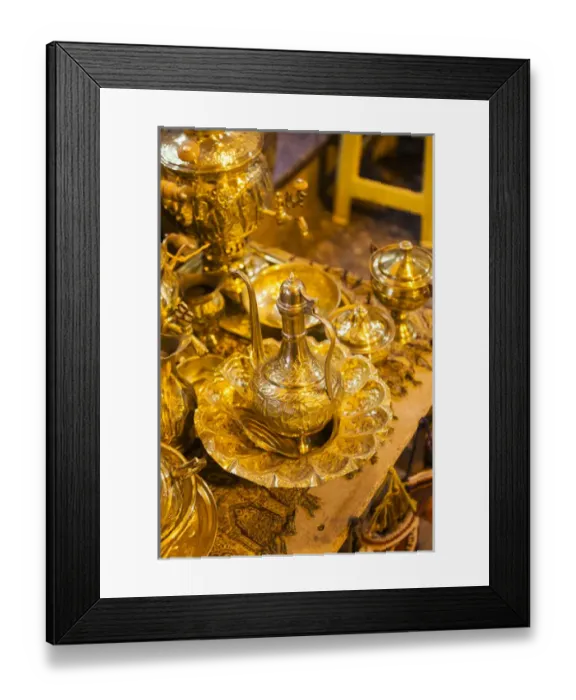 Framed Print : Iran, Central Iran, Shiraz, Bazar-e Vakil market, traditional metal souvenirs Framed Print : Iran, Central Iran, Shiraz, Bazar-e Vakil market, traditional metal souvenirs