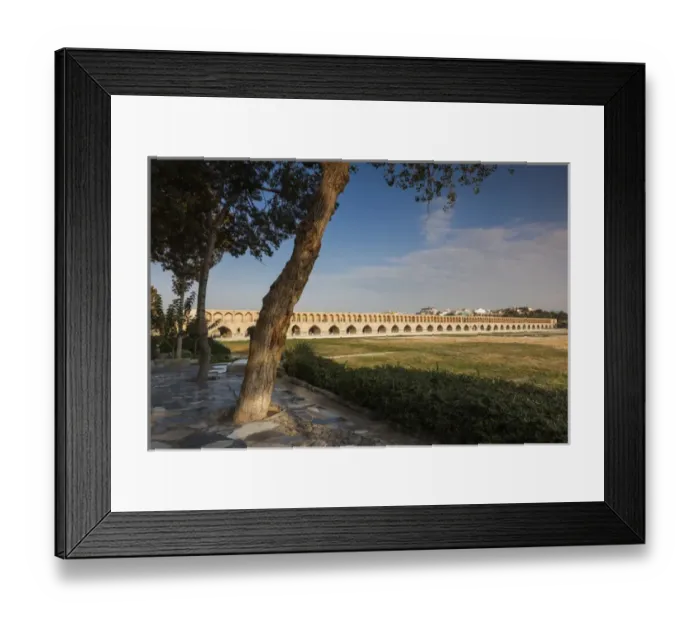 Framed Print : Iran, Central Iran, Esfahan, Si-o-Seh Bridge, dawn