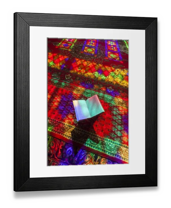 Framed Print : Iran, Central Iran, Shiraz, Nasir-al Molk Mosque, Holy Quran Framed Print : Iran, Central Iran, Shiraz, Nasir-al Molk Mosque, Holy Quran
