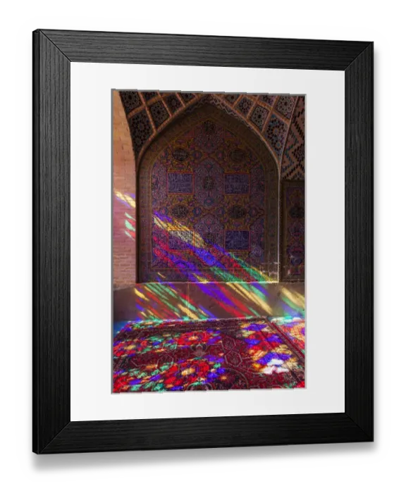 Framed Print : Iran, Central Iran, Shiraz, Nasir-al Molk Mosque, interior Framed Print : Iran, Central Iran, Shiraz, Nasir-al Molk Mosque, interior