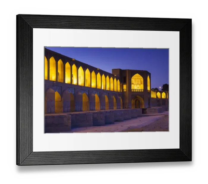 Framed Print : Iran, Central Iran, Esfahan, Si-o-Seh Bridge, dawn