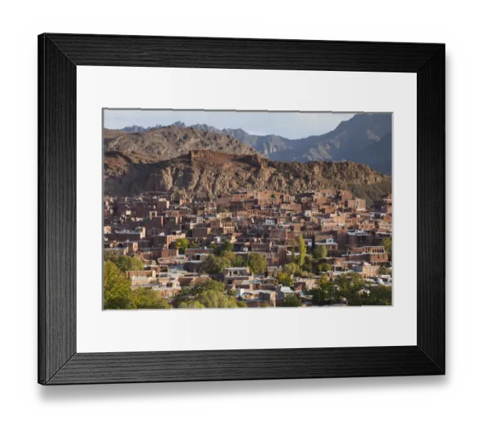 Framed Print : Iran, Central Iran, Abyaneh, elevated village view, dawn Framed Print : Iran, Central Iran, Abyaneh, elevated village view, dawn