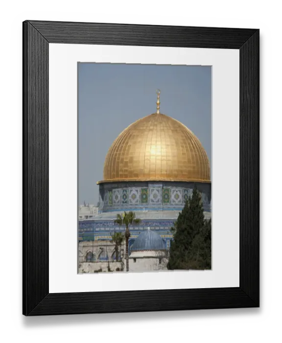 Framed Print : Golden Dome of the Rock Mosque atop Temple Mount on Mount Mariah within the Walled Framed Print : Golden Dome of the Rock Mosque atop Temple Mount on Mount Mariah within the Walled