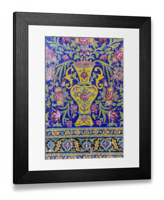 Framed Print : Iran, Central Iran, Kashan, Agha Bozorg Mosque and Madreseh, tilework