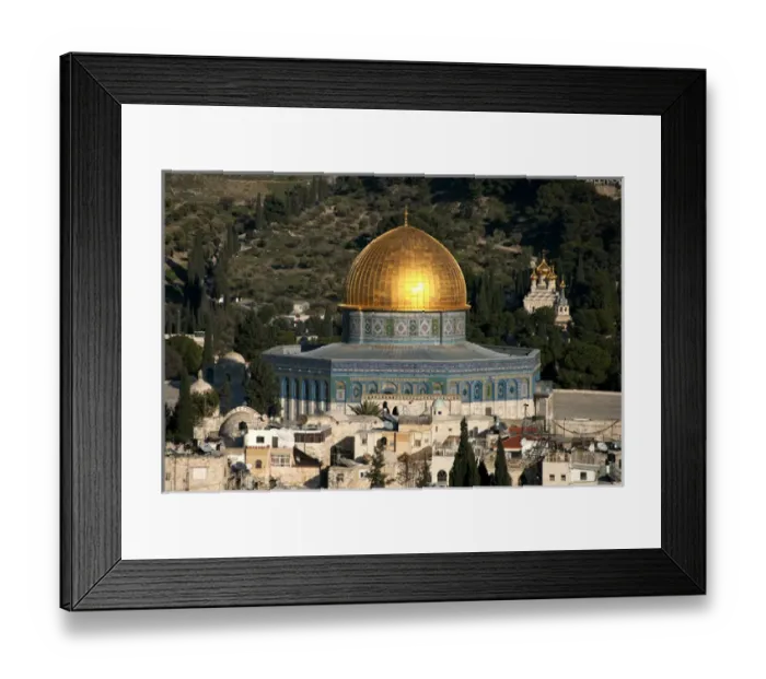 Framed Print : Israel; Jerusalem. An elevated city view with Temple Mount and Dome of the Rock in