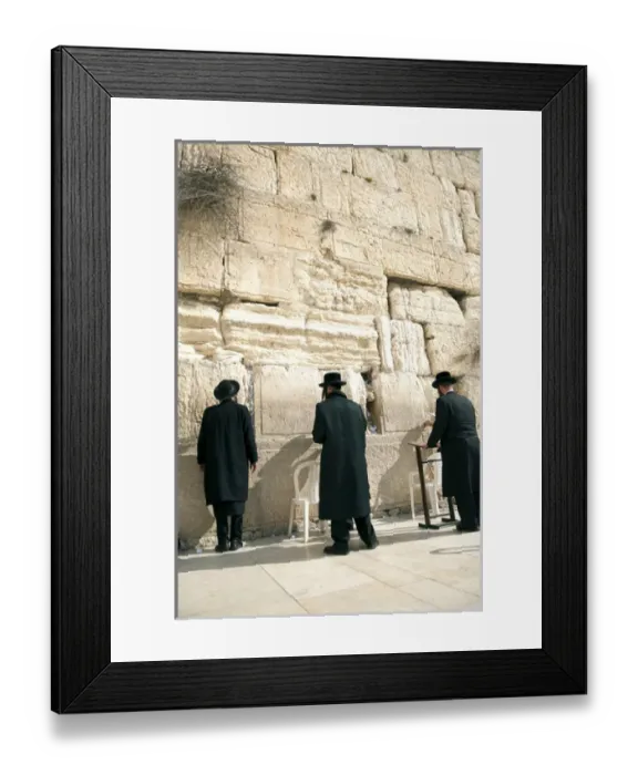 Framed Print : Israel, Jerusalem. Jewish orthodox men pray at the Western Wall in Jerusalem