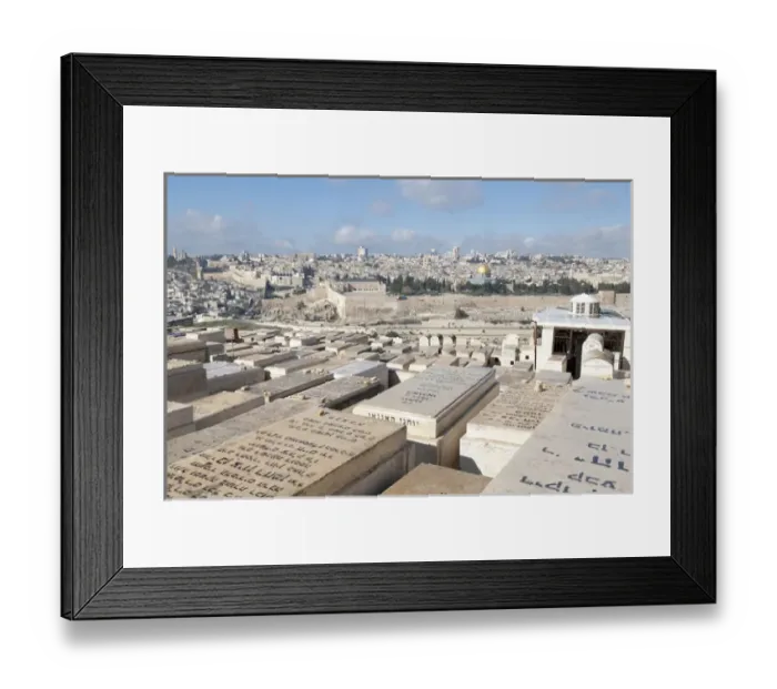 Framed Print : Israel, Jerusalem, view of the old city from the Jewish cemetery on the Mount of Olives Framed Print : Israel, Jerusalem, view of the old city from the Jewish cemetery on the Mount of Olives
