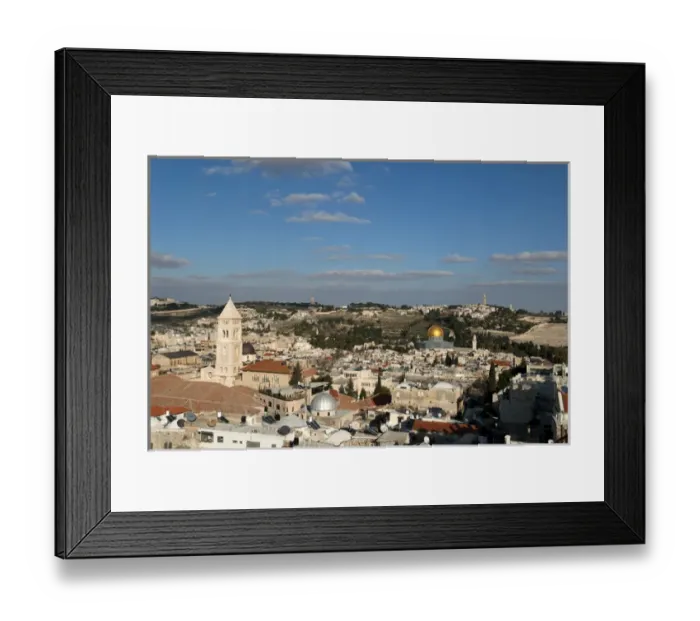 Framed Print : Israel, Jerusalem. A view of the old city of Jerusalem and the Dome of the Rock Framed Print : Israel, Jerusalem. A view of the old city of Jerusalem and the Dome of the Rock