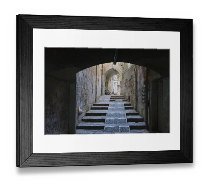 Framed Print : Ancient street in the old town, Jerusalem, Israel Framed Print : Ancient street in the old town, Jerusalem, Israel