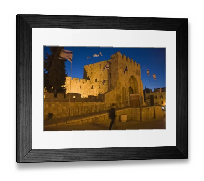 Framed Print : Night view of Gaffe Gate in the old town, Jerusalem, Israel Framed Print : Night view of Gaffe Gate in the old town, Jerusalem, Israel