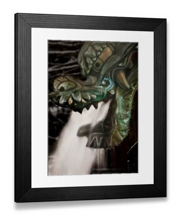 Framed Print : Dragon shaped water fountain, Nagano, Japan