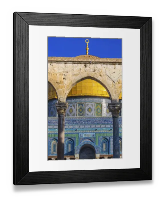 Framed Print : Dome of the Rock Arch Islamic Mosque Temple Mount Jerusalem Israel