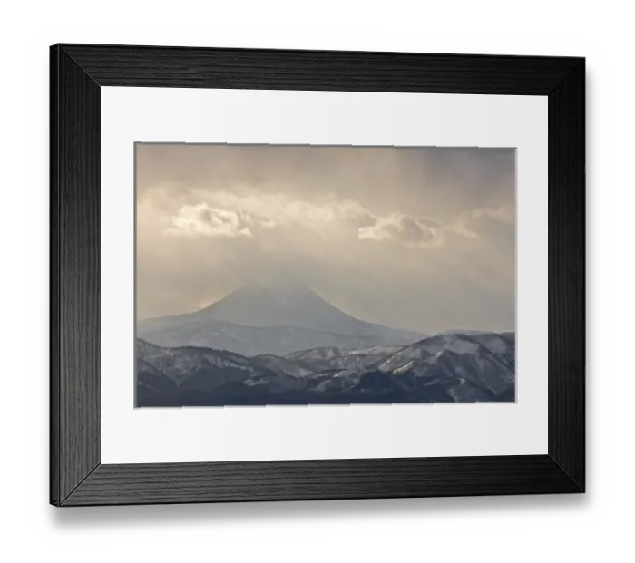Framed Print : Japan, Hokkaido, Tsurui. God rays shine over mountain Framed Print : Japan, Hokkaido, Tsurui. God rays shine over mountain