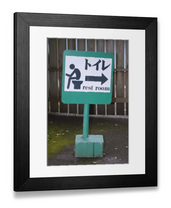 Framed Print : A toilet sign leaves nothing to the imagination in Okinawa, Japan Framed Print : A toilet sign leaves nothing to the imagination in Okinawa, Japan
