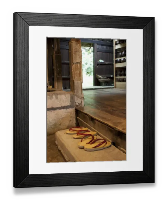 Framed Print : Traditional Japanese geta sandals at Ryukyu Mura - a theme park dedicated