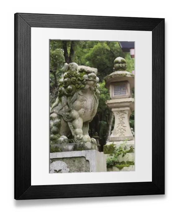 Framed Print : A guardian stone lion traditional stone lantern at the entrance to Kasuga-Taisha Shrine in Nara Framed Print : A guardian stone lion traditional stone lantern at the entrance to Kasuga-Taisha Shrine in Nara