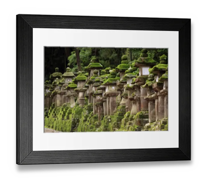 Framed Print : Kasuga-Taisha Shrine in Nara, Japan is famous for its large number of ancient stone Framed Print : Kasuga-Taisha Shrine in Nara, Japan is famous for its large number of ancient stone