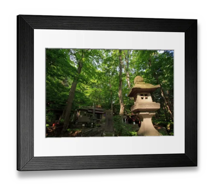 Framed Print : Shinto stone lantern known as ishidoro at the entrance to the walk to Framed Print : Shinto stone lantern known as ishidoro at the entrance to the walk to