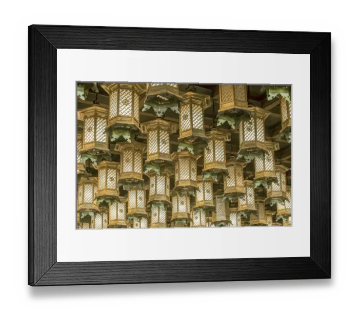 Framed Print : Japan, Hiroshima, Miyajiama, Daisho-in Temple, Hakkaku Manpuku Hall, Lanterns