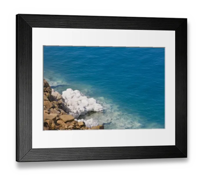 Framed Print : Deposit of salt and gypsum by the cliff in Dead Sea, Jordan