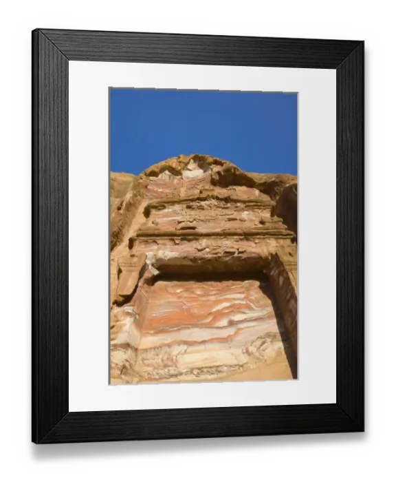 Framed Print : Rock texture of cave wall, Petra, Jordan