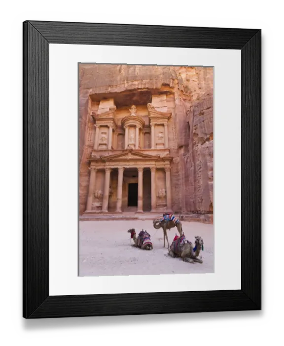 Framed Print : Camel at the Facade of Treasury (Al Khazneh), Petra, Jordan (UNESCO World Heritage site) Framed Print : Camel at the Facade of Treasury (Al Khazneh), Petra, Jordan (UNESCO World Heritage site)