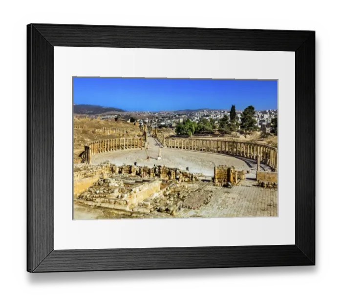 Framed Print : Oval Plaza 160 Ionic Columns Ancient Roman City Jerash Jordan Framed Print : Oval Plaza 160 Ionic Columns Ancient Roman City Jerash Jordan